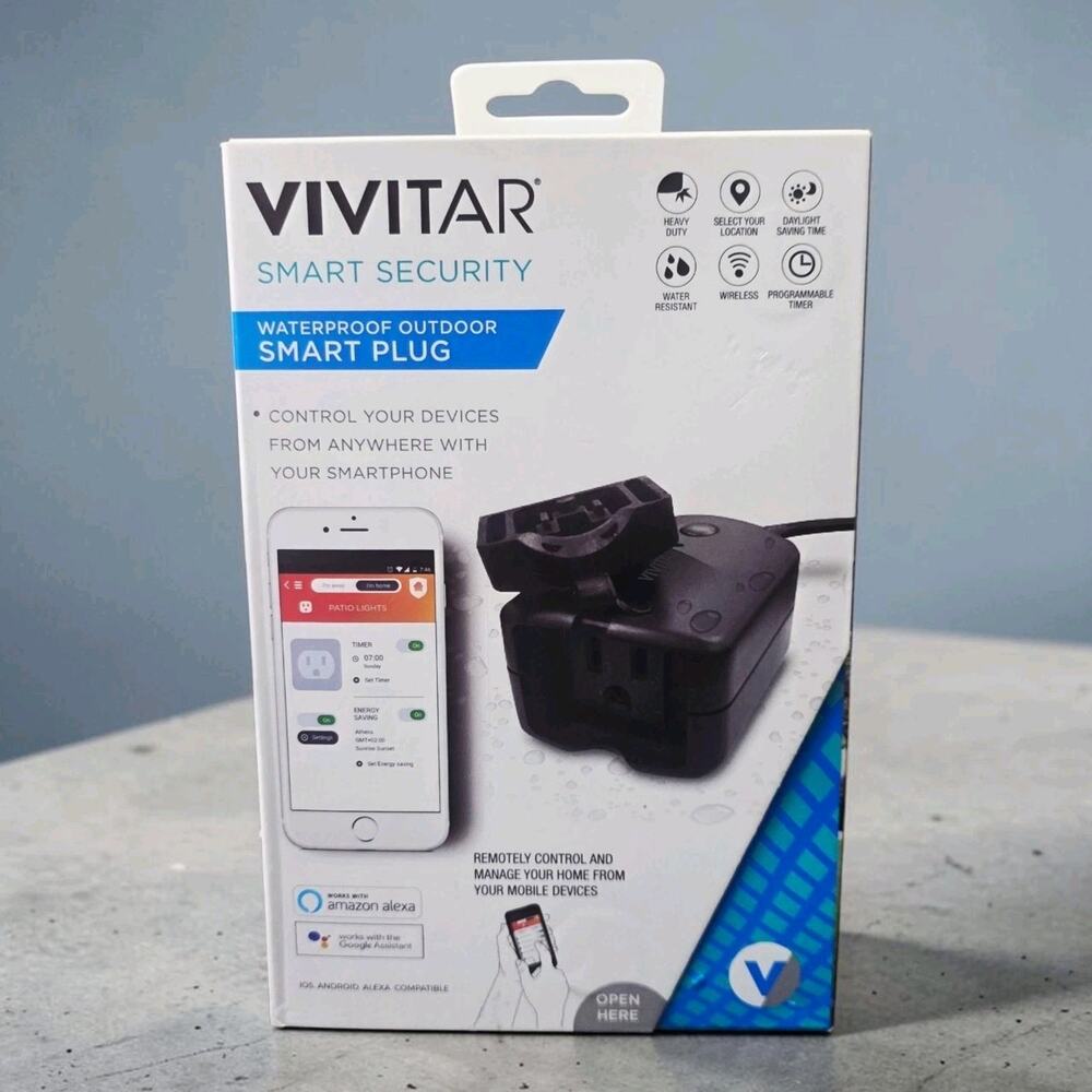 Vivitar Waterproof Outdoor Smart Plug Wi-Fi Remote Timer Alexa Google New